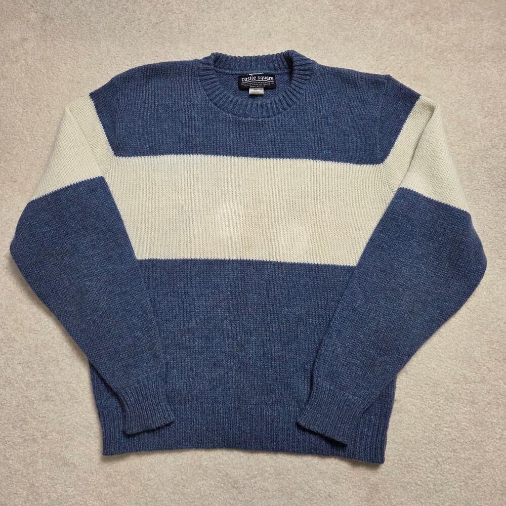 Vintage Castle Square Men's L Wool Blend Knit Pullover Crew Neck Sweater